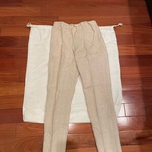 Zara Men's Light Beige Linen Trousers